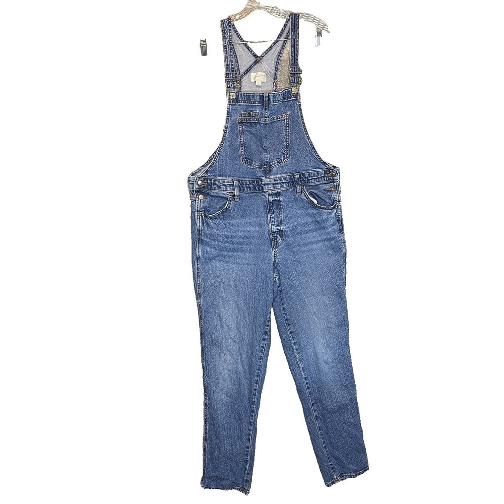 Universal Thread Women Denim Bib Overalls 14 Tapered 90s Grunge Y2K Effortless - Picture 2 of 12